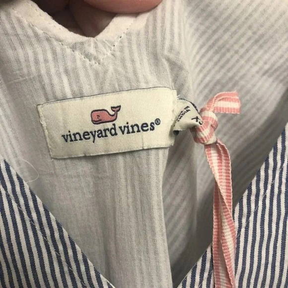 Vineyard Vines Moonshine Sandbar Strip Bow Sleeveless V-Neck Dress Size XS NWT - Picture 7 of 13